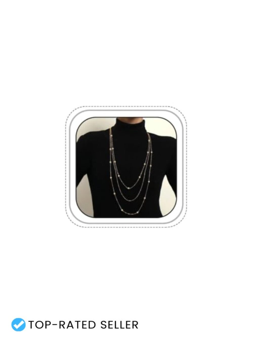 Layered Faux Pearl Gold Tone Chain Necklace